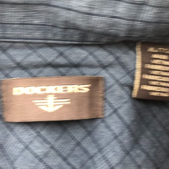 Dockers Mens Shirt Size XL Long Sleeve Button Up Blue Plaid Casual Classic Y2K - Picture 3 of 9